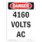 Signmission Safety Sign, OSHA Danger, 10" Height, 4160 Volts AC, Portrait OS-DS-D-710-V-1953 - alternate 1